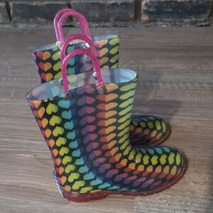 Colorful Heart Pattern Kids Rain Boots